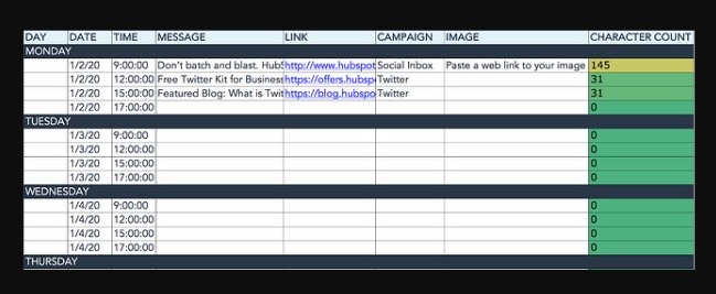 social media content calendar